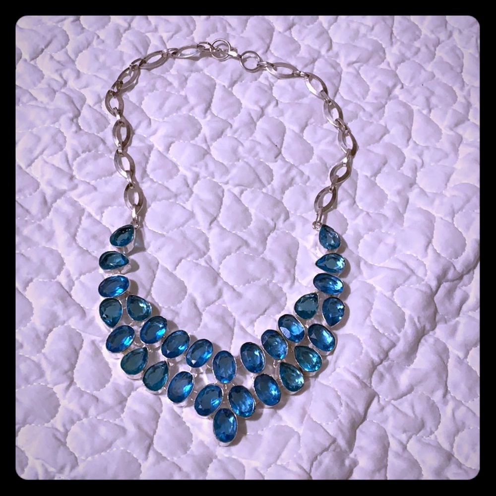 Blue Crystals necklace Silver '925'